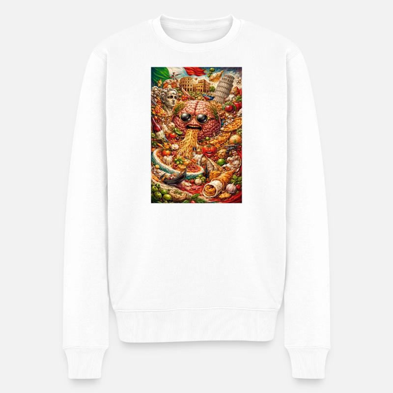 Surreal Food Brain Collage - Männer Premium Bio Pullover - Weiß