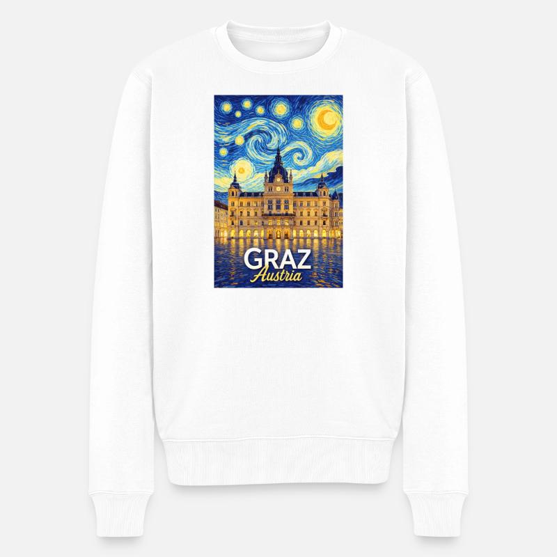 Graz, Österreich - Männer Premium Bio Pullover - Weiß