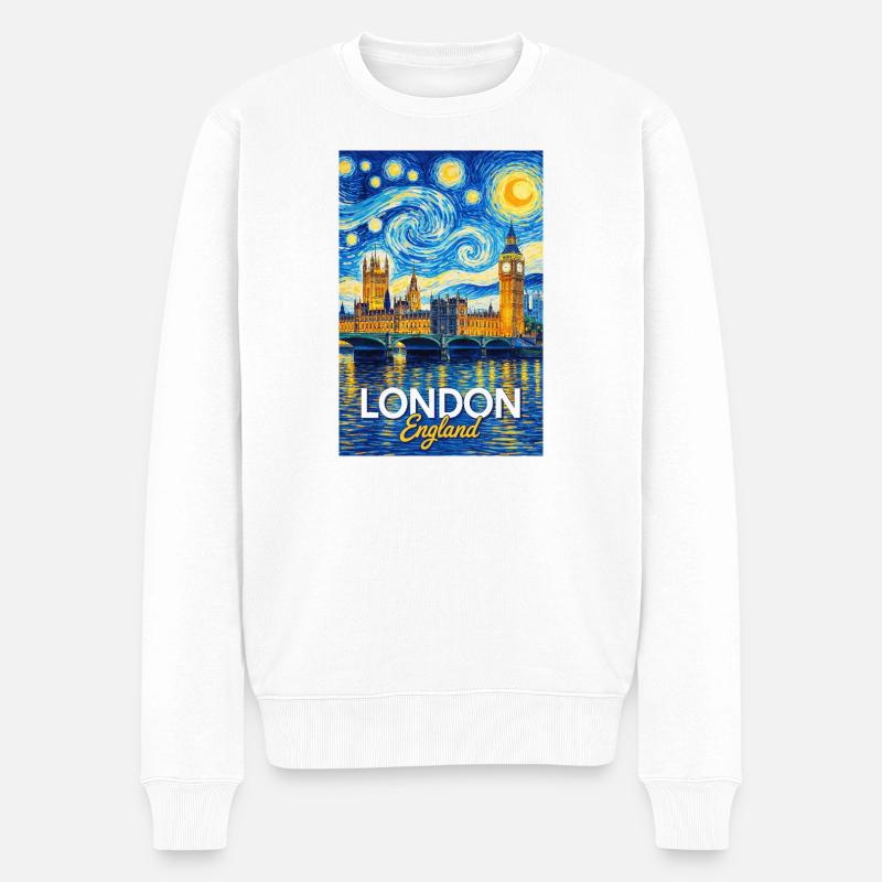 London, England - Männer Premium Bio Pullover - Weiß