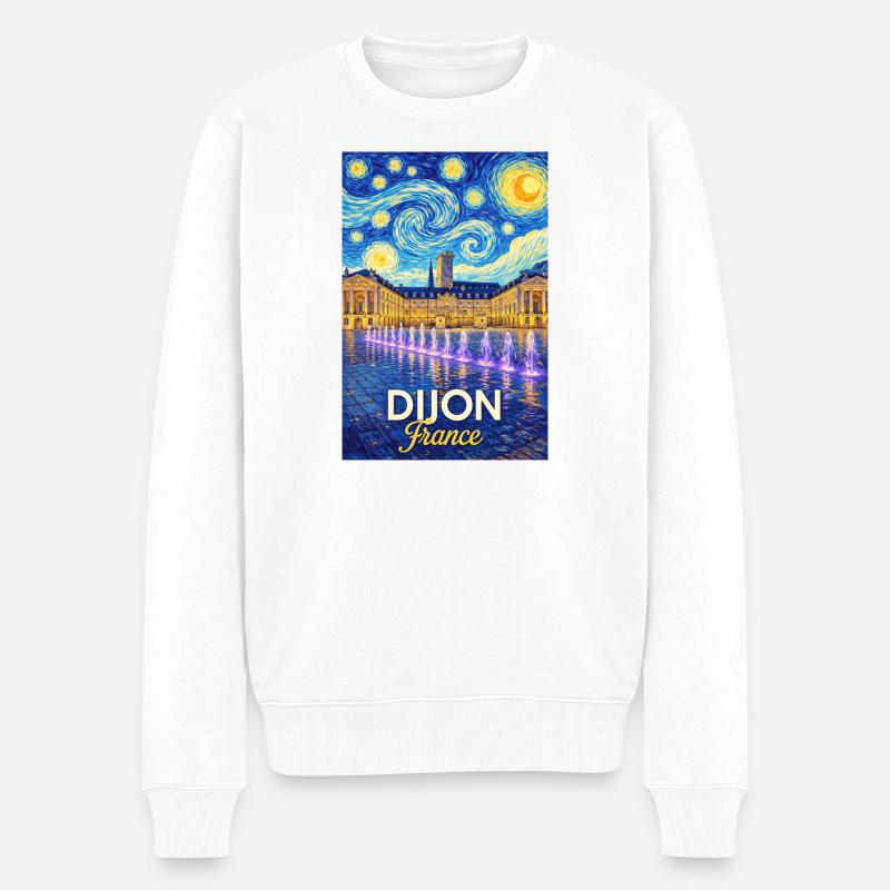 Dijon, Frankreich - Männer Premium Bio Pullover - Weiß