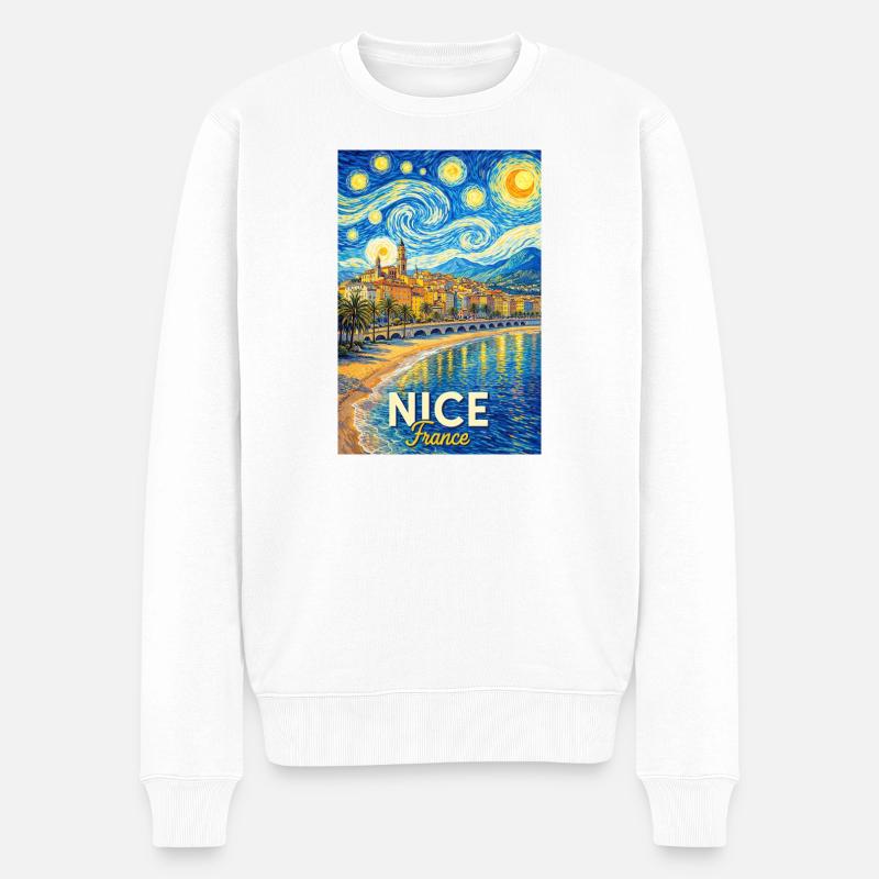 Nice, Frankreich - Männer Premium Bio Pullover - Weiß