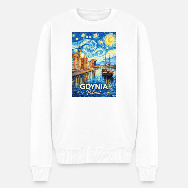 Gdynia, Polen - Männer Premium Bio Pullover - Weiß