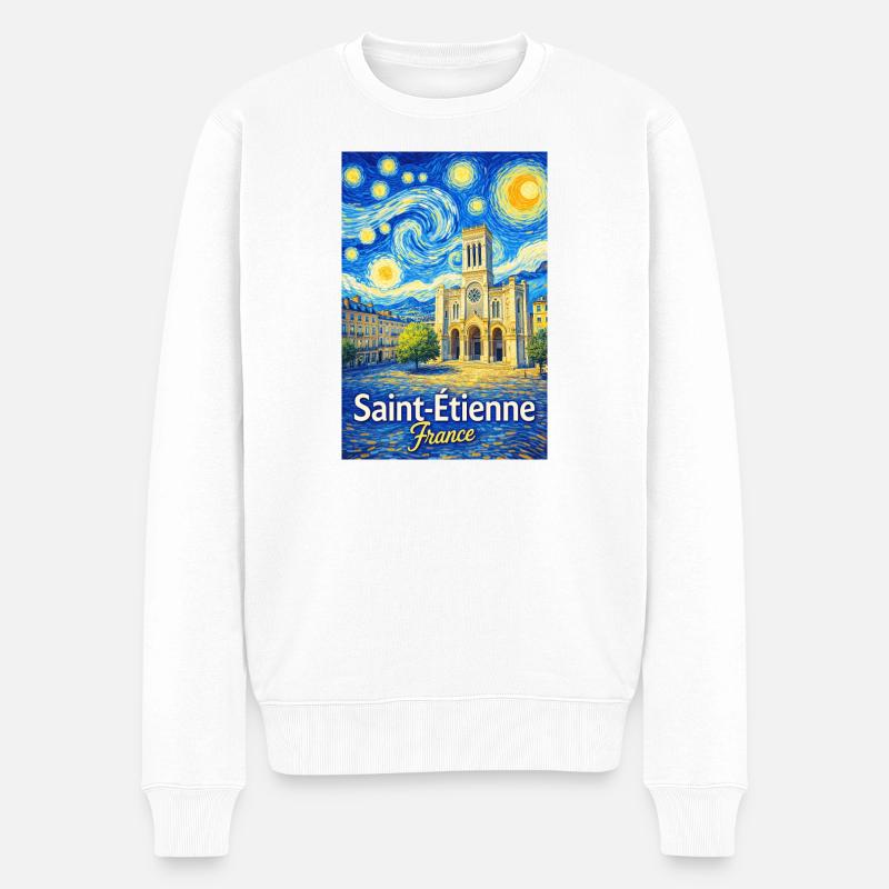 Saint-Étienne, Frankreich - Männer Premium Bio Pullover - Weiß