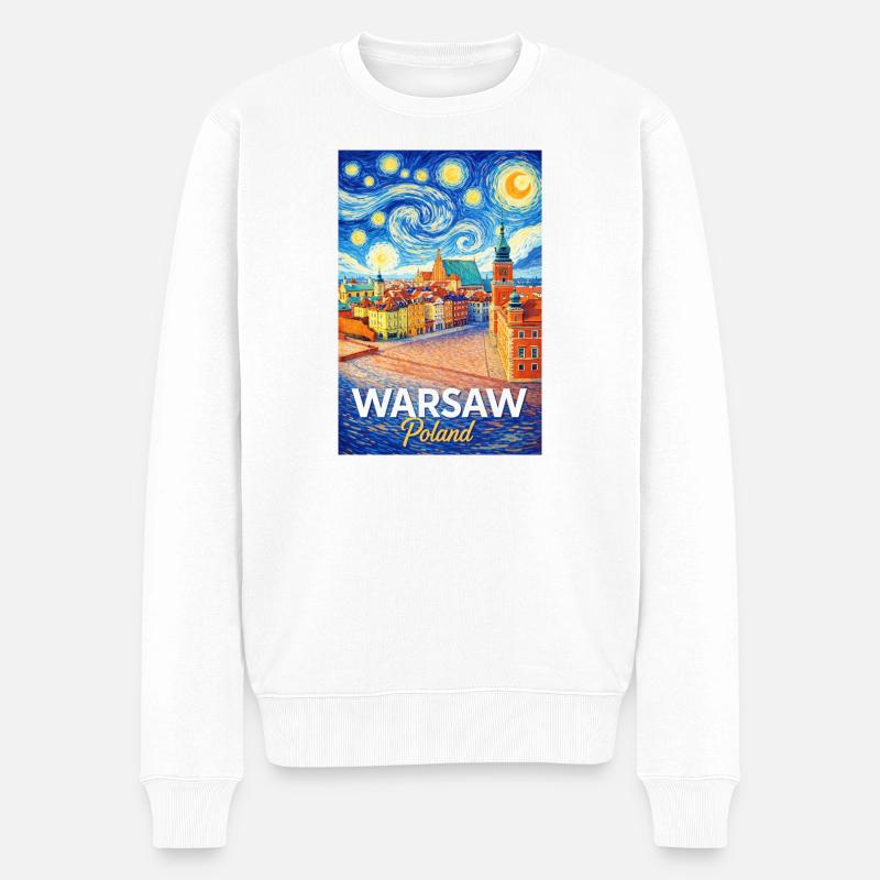 Warsaw, Polen - Männer Premium Bio Pullover - Weiß