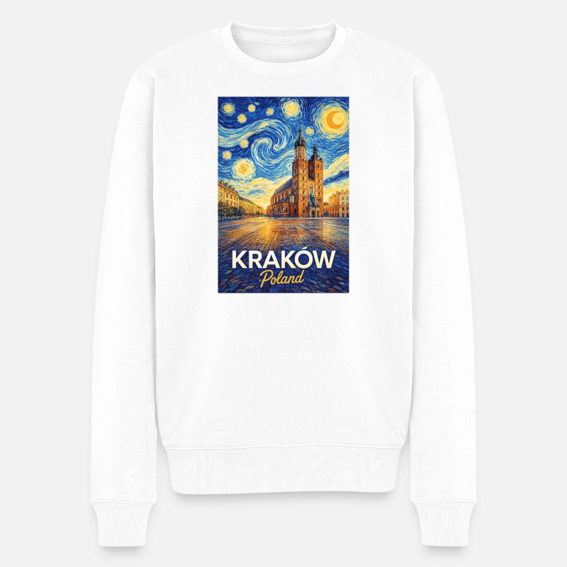 Kraków, Polen - Männer Premium Bio Pullover - Weiß