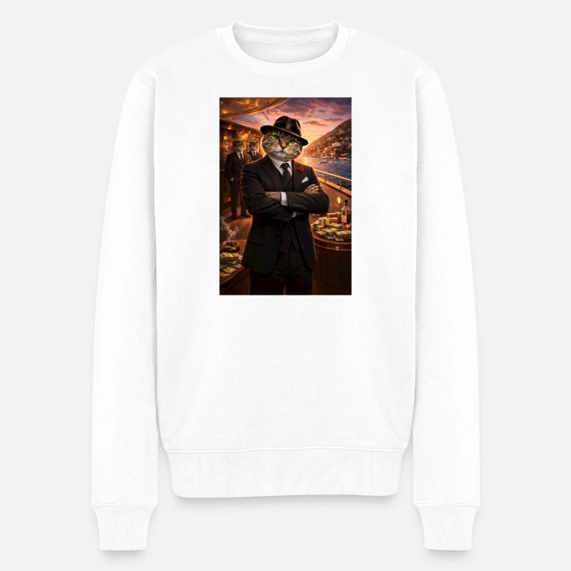 Chat sur le yacht - Pull Premium bio Homme - blanc