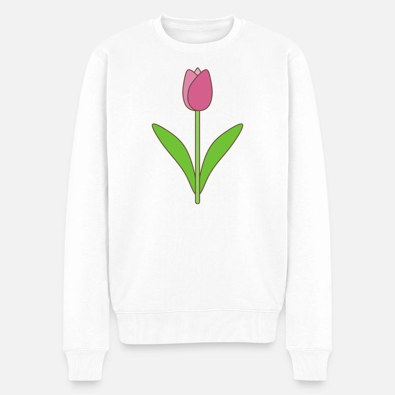 Tulip Bloom Pink - Männer Premium Bio Pullover - Weiß