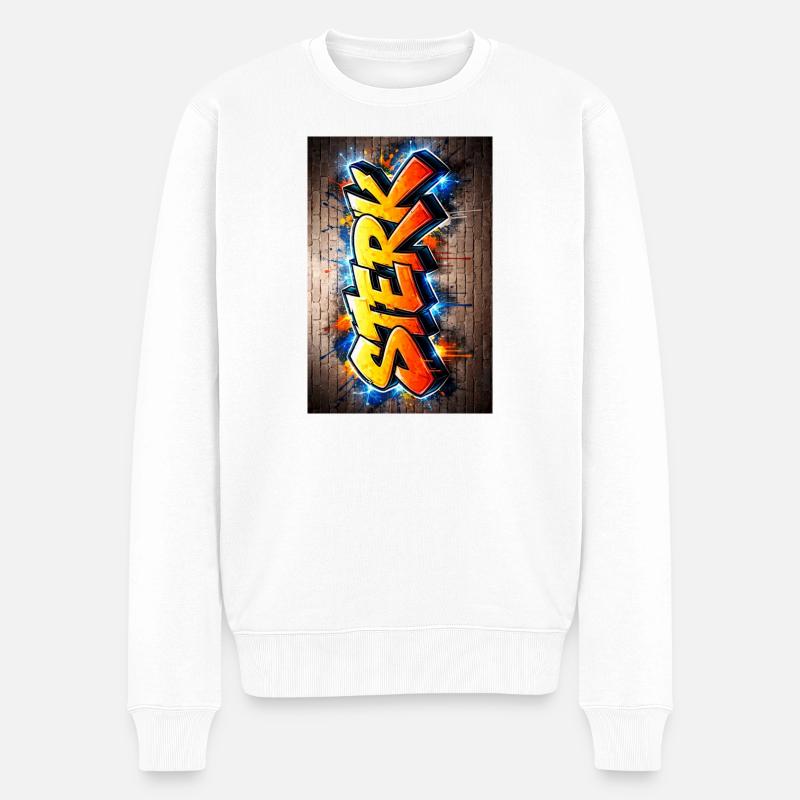 Graffiti Fear Neon-Buchstaben - Männer Premium Bio Pullover - Weiß
