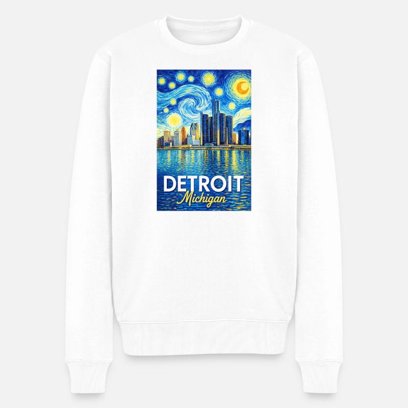Detroit, Michigan - Männer Premium Bio Pullover - Weiß