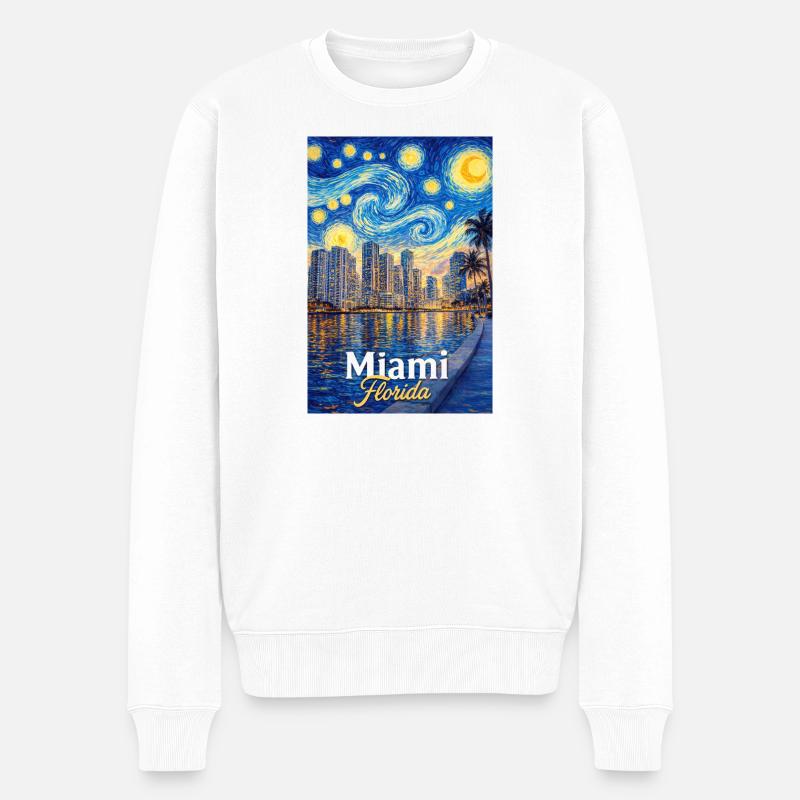 Miami Florida - Männer Premium Bio Pullover - Weiß