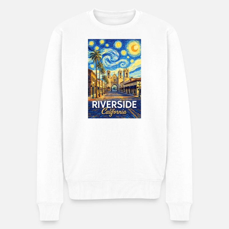 Riverside, Kalifornien - Männer Premium Bio Pullover - Weiß