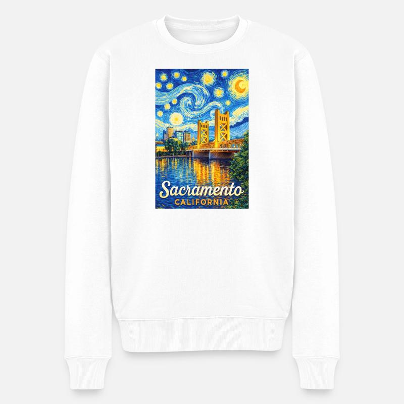 Sacramento California - Männer Premium Bio Pullover - Weiß