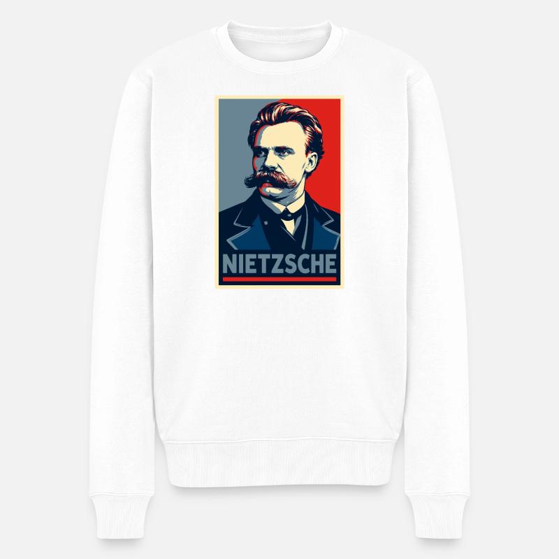 Nietzsche Pop-Art-Porträt - Männer Premium Bio Pullover - Weiß