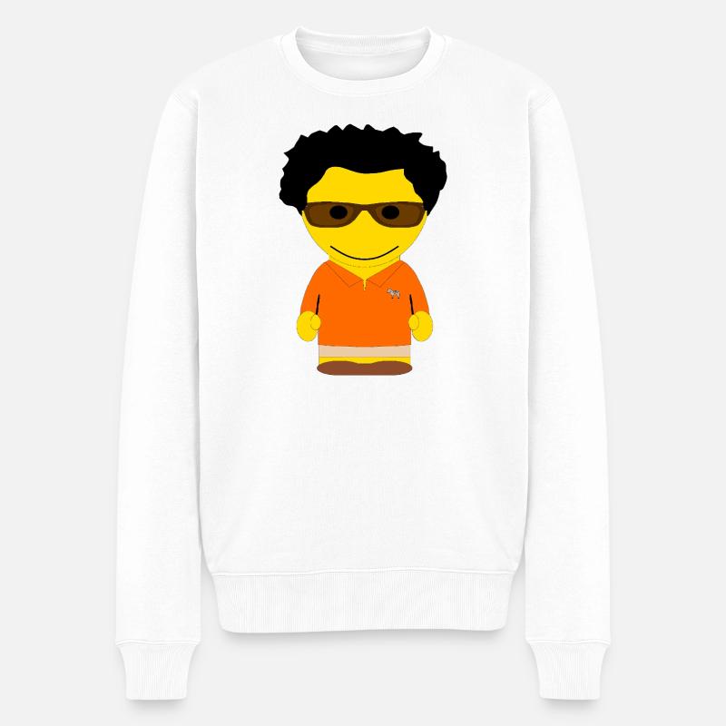 GEEKLEY Orange Sommerkollektion - Männer Premium Bio Pullover - Weiß