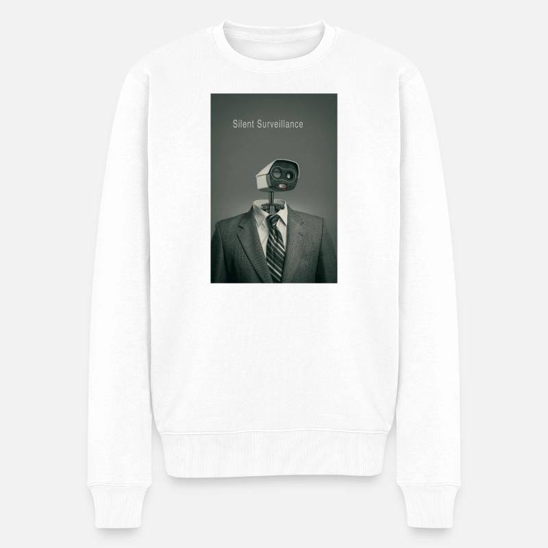Silent Surveillance Minimal Poster Art - Männer Premium Bio Pullover - Weiß