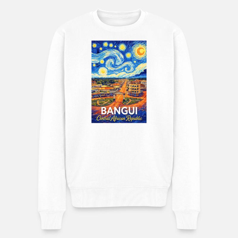 Bangui Cityscape Poster Starry Night - Männer Premium Bio Pullover - Weiß