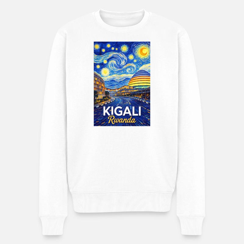 Silhouette étoilée de Kigali au Rwanda - Pull Premium bio Homme - blanc
