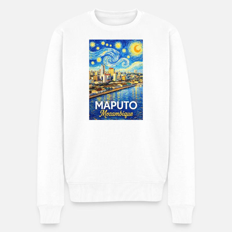 Maputo Mozambique Starry Night - Männer Premium Bio Pullover - Weiß