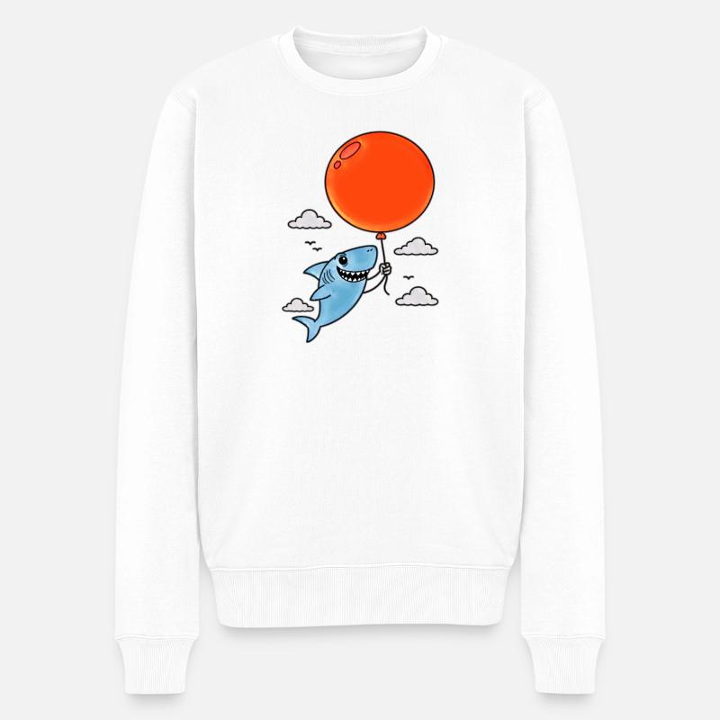 Requin avec ballon rouge - Pull Premium bio Homme - blanc