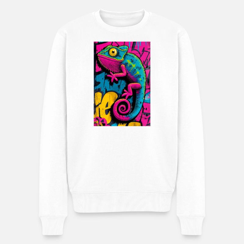 Chamäleon - Männer Premium Bio Pullover - Weiß