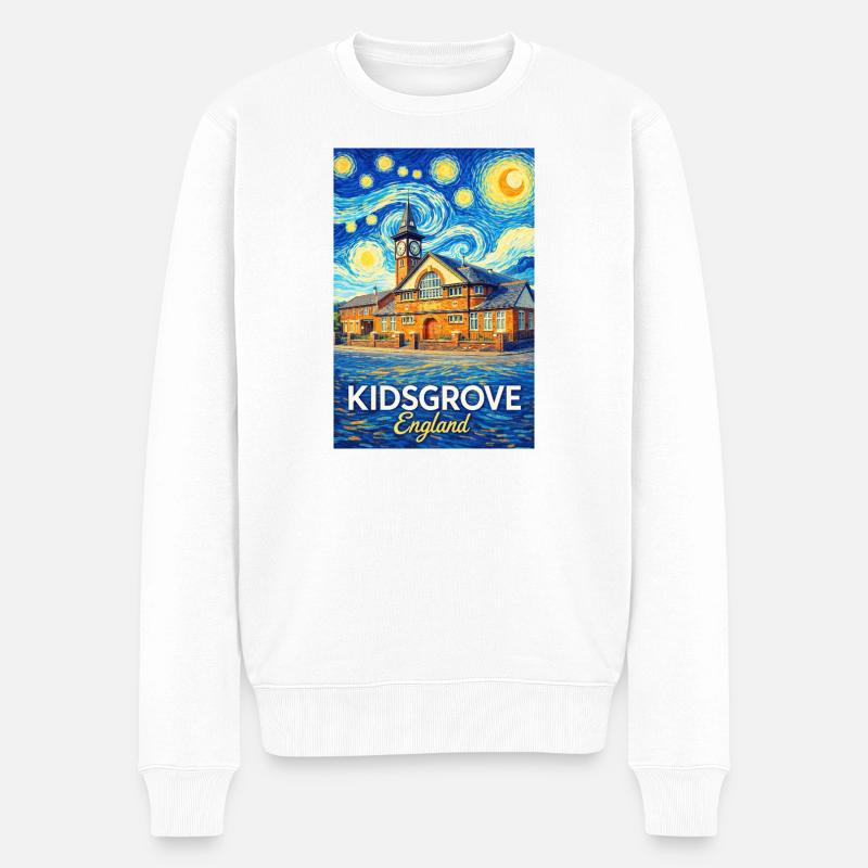KIDSGROVE England Wirbelhimmel - Männer Premium Bio Pullover - Weiß