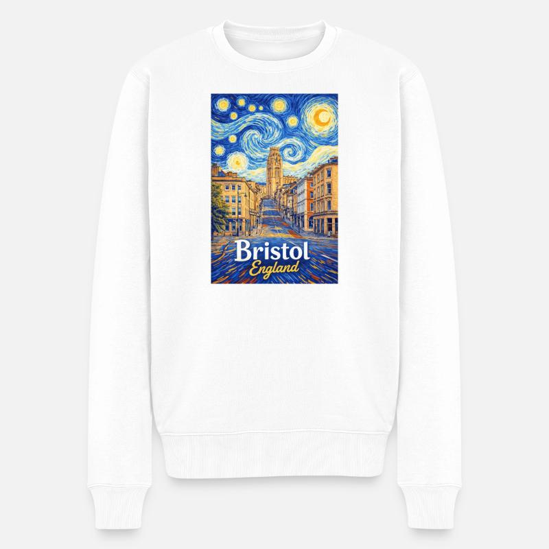Bristol England Sternennacht-Stadtbild - Männer Premium Bio Pullover - Weiß