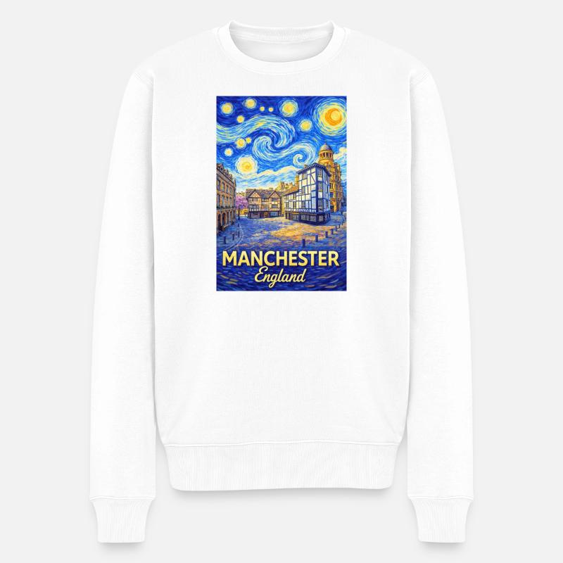 Manchester Angleterre Silhouette nuageuse - Pull Premium bio Homme - blanc