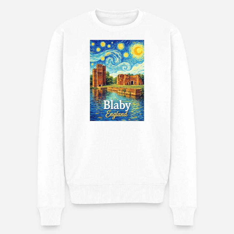 Blaby England Ruinen im Sternenwirbel - Männer Premium Bio Pullover - Weiß