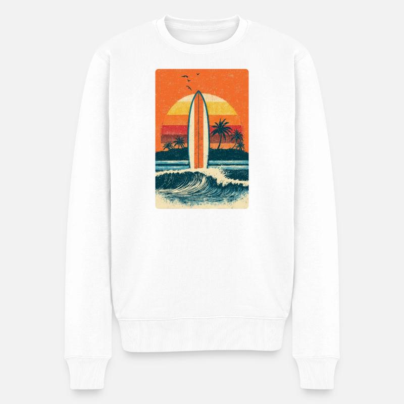 Surfboard Surfer - Männer Premium Bio Pullover - Weiß