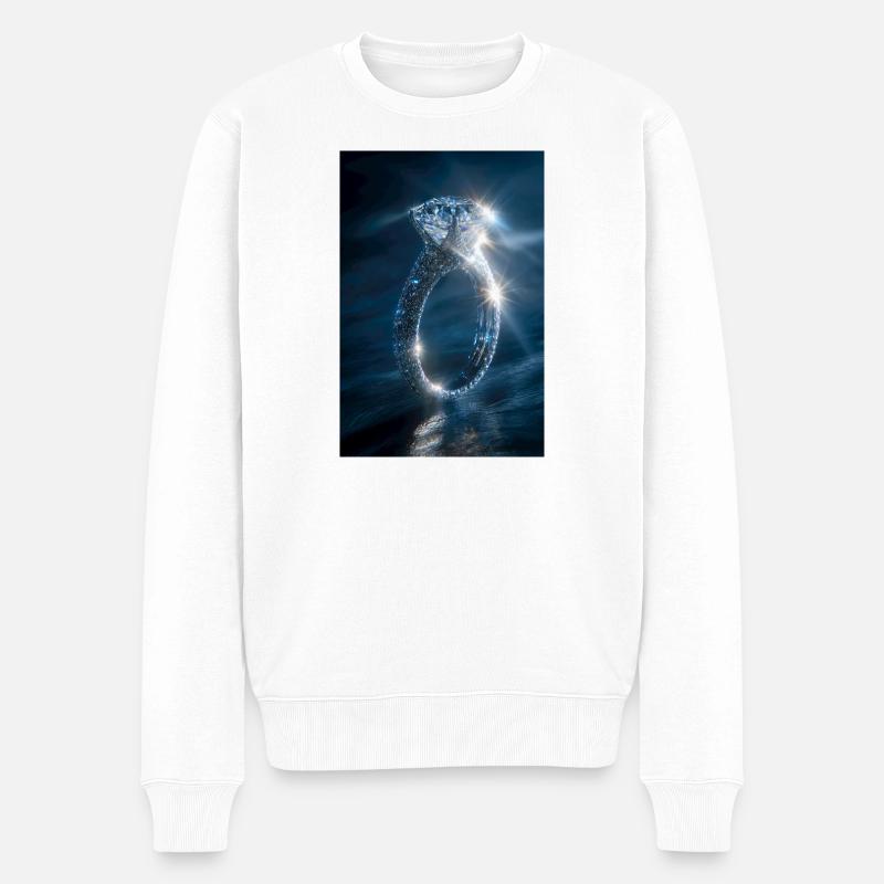 Diamantring-Glanz - Männer Premium Bio Pullover - Weiß
