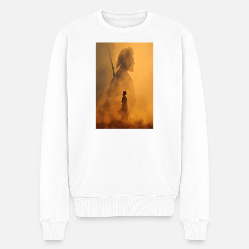 Silhouette du Guerrier de la Braise - Pull Premium bio Homme - blanc