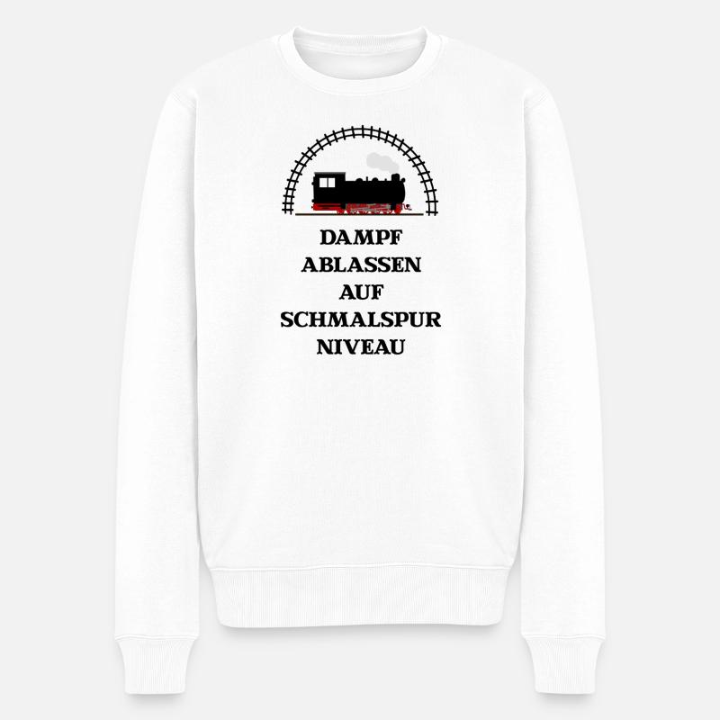 Dampf Ablassen Schmalspur - Männer Premium Bio Pullover - Weiß