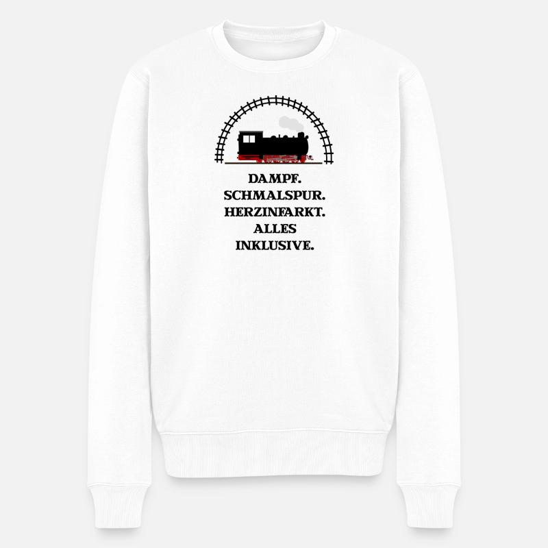 Dampf Schmalspur Herzinfarkt - Männer Premium Bio Pullover - Weiß