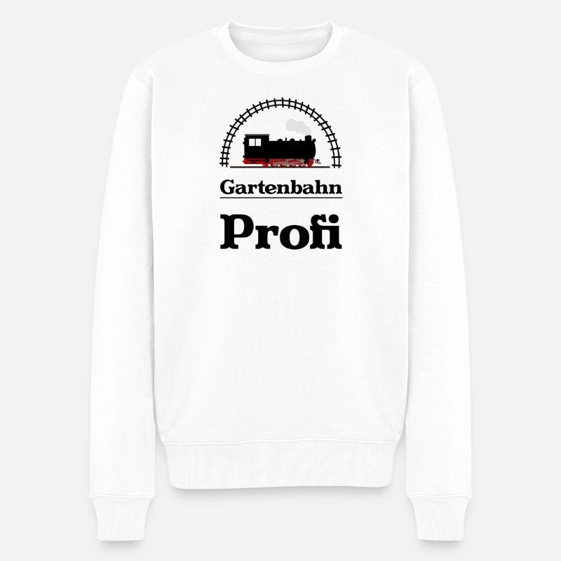 Gartenbahn Profi Dampflok - Männer Premium Bio Pullover - Weiß