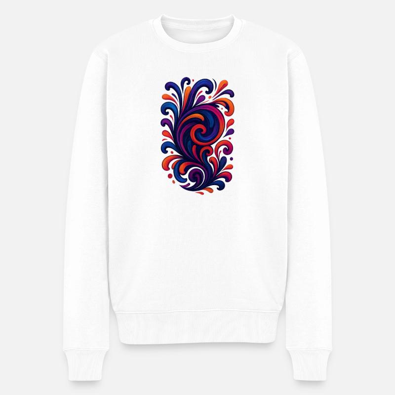 Bunter Wirbel - Männer Premium Bio Pullover - Weiß