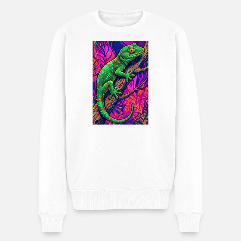 Gecko - Männer Premium Bio Pullover - Weiß