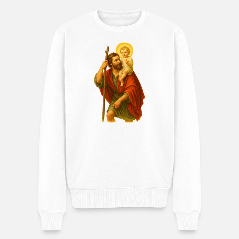 Saint Compagnon avec l’Enfant - Pull Premium bio Homme - blanc