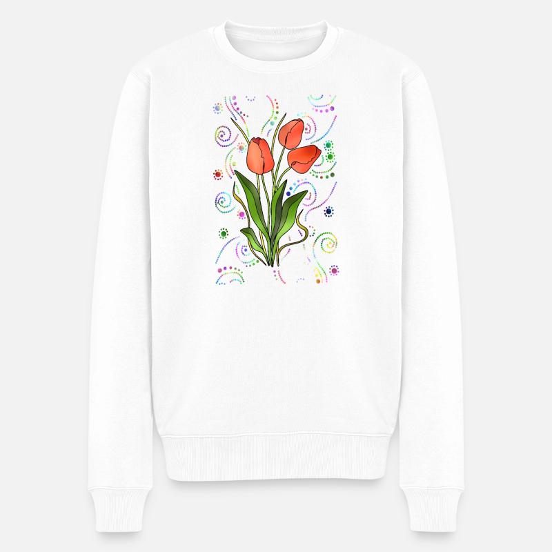 Blumen - Männer Premium Bio Pullover - Weiß