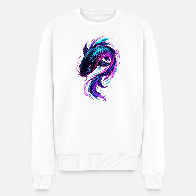Flux de Koi Néon - Pull Premium bio Homme - blanc