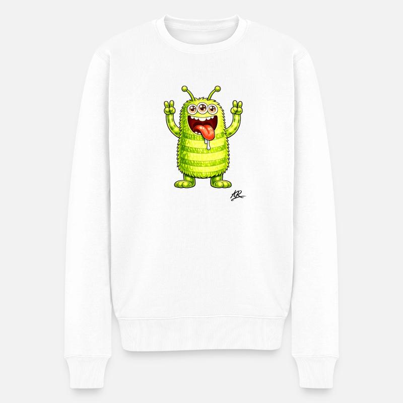 Monster-Neon-Borsten-Datei - Männer Premium Bio Pullover - Weiß