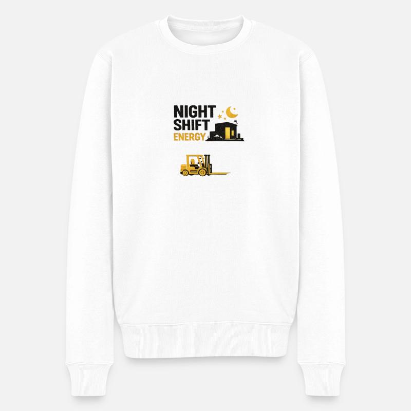 Nachtschicht Energy City Gabelstapler - Männer Premium Bio Pullover - Weiß