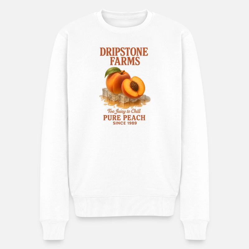 Pfirsich Obst Sommer Retro - Männer Premium Bio Pullover - Weiß