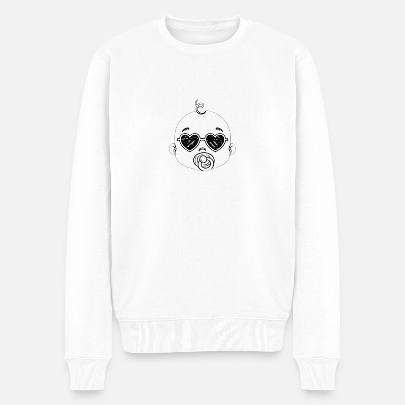 Bébé Coeur Lunettes Doodle - Pull Premium bio Homme - blanc