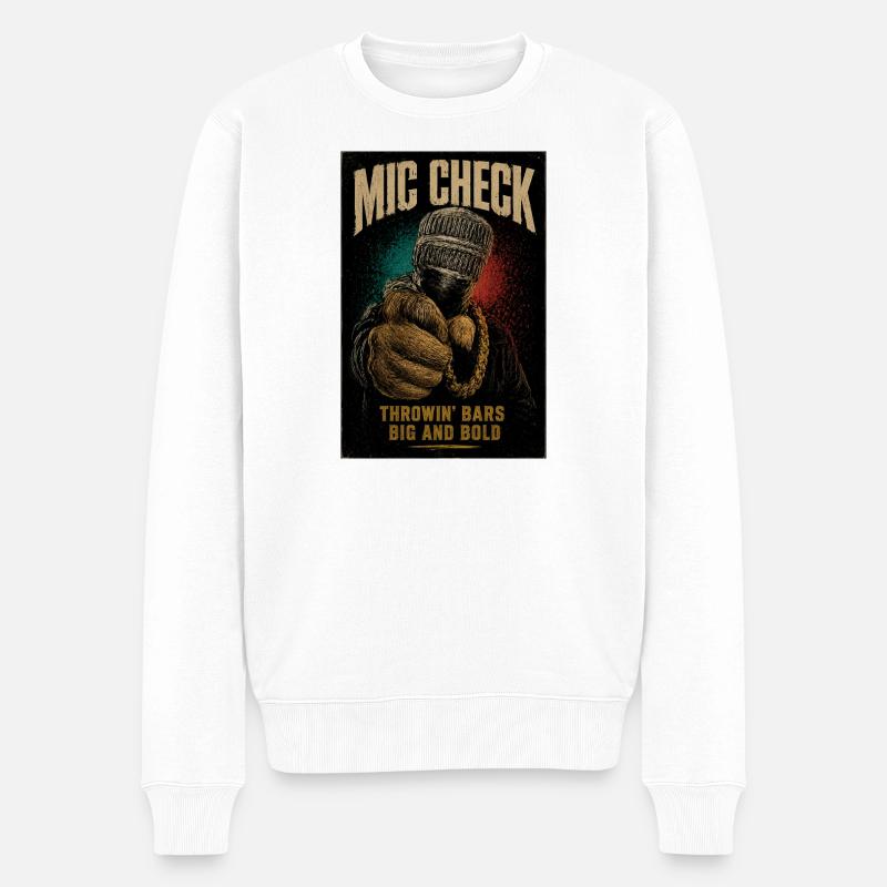 Mic Check Bold Throwin' Bars - Männer Premium Bio Pullover - Weiß