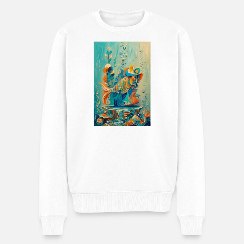 Koi-Unterwasser-farbenfrohe Kunstwerke - Männer Premium Bio Pullover - Weiß