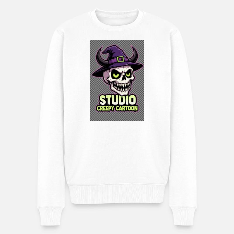 Studio Creepy Cartoon Logo - Männer Premium Bio Pullover - Weiß