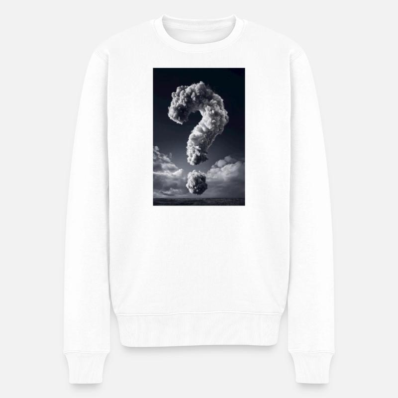 Cloud Fragezeichen-Monochrom - Männer Premium Bio Pullover - Weiß