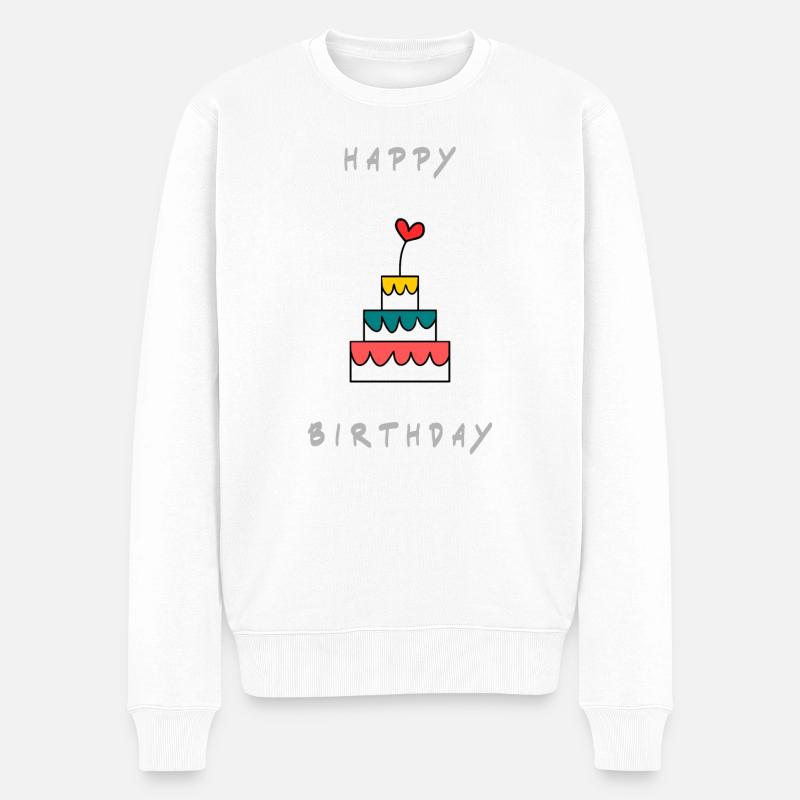 GEBURTSTAG. HAPPY BIRTHDAY. ALLES GUTE ZUM GEBURTSTAG. - Männer Premium Bio Pullover - Weiß