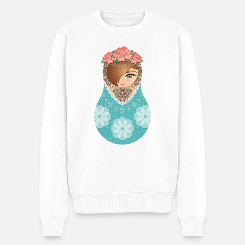 Matroschka Julia - Männer Premium Bio Pullover - Weiß