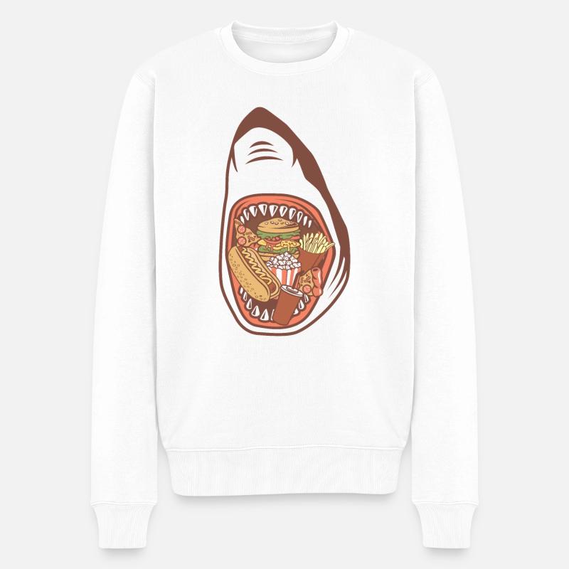 Hai Fast Food - Männer Premium Bio Pullover - Weiß